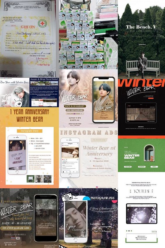 팬사이트 ‘ipupleV’ 는 서울숲에 ‘벤치가든’을 조성할 계획이다. ‘벤치가든’은 뷔의 이름으로 서울숲의 부지가 선정됐다. 이 공간은 정원처럼 꾸며져 오가는 사람들에게도 소중한 추억을 남길수 있도록 했다.