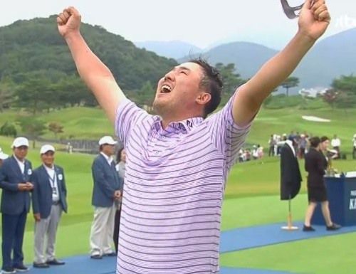 지난해 생애 첫 우승을 하고 포효하는 호주교포 이원준.