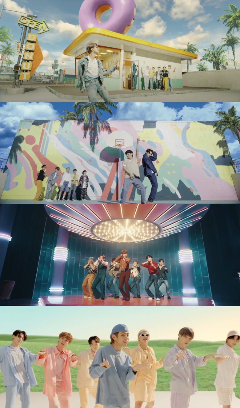 방탄소년단이 21일 오후 디지털 싱글 '다이너마이트'(Dynamite) 음원과 뮤직비디오를 전 세계에 동시 공개했다. 뮤직비디오는 현재 유튜브에서 첫 공개 후 24시간 동안 가장 많이 본 영상에 올랐다. [빅히트엔터테인먼트 제공]