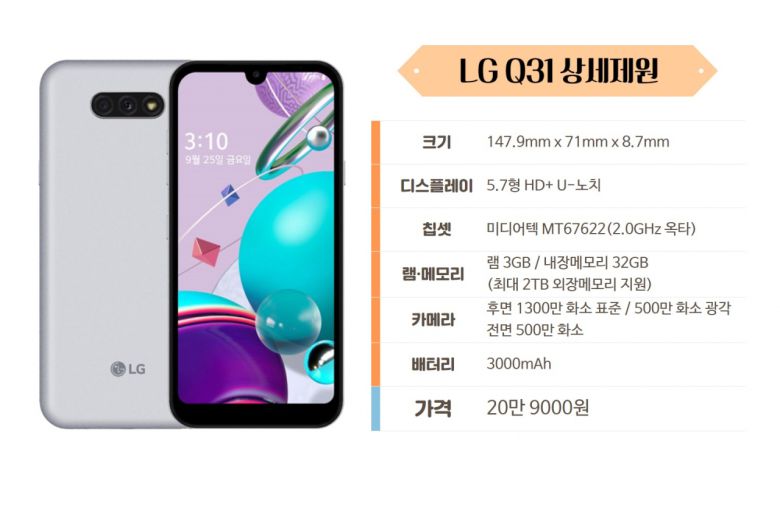 LG전자 ‘LG Q31’ 상세 제원