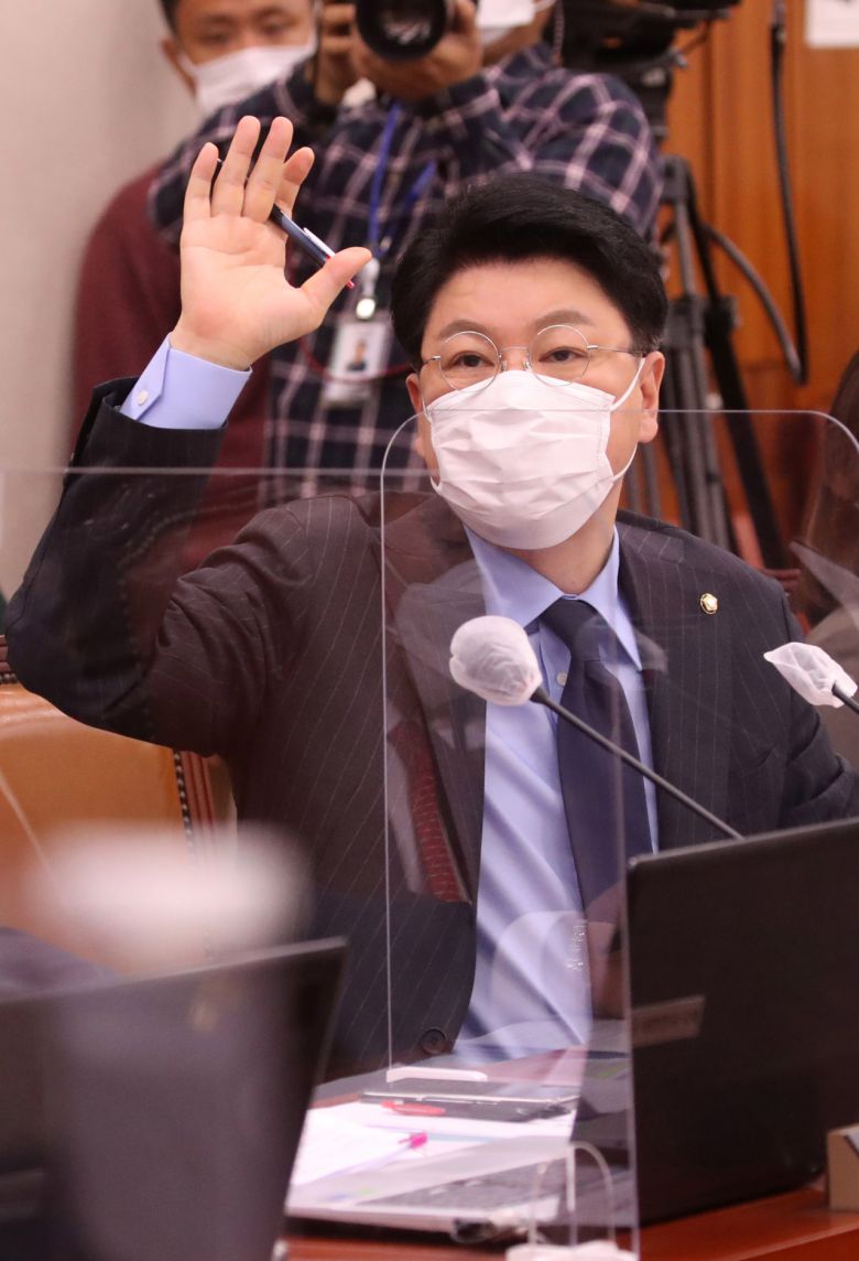 장제원 국민의힘 의원이 22일 오전 서울 여의도 국회 법제사법위원회에서 열린 대검찰청 국정감사에서 발언하고 있다. [연합]