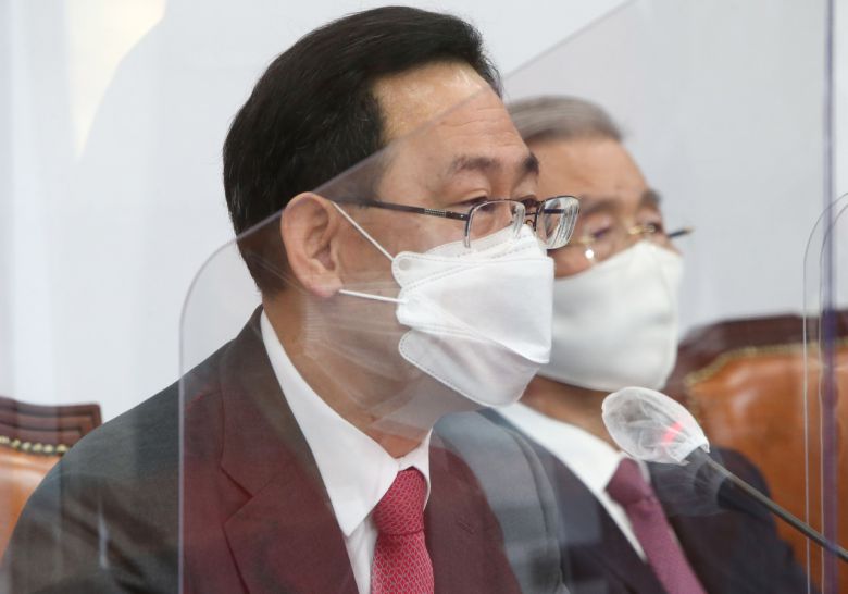 주호영 국민의힘 원내대표가 12일 오전 서울 여의도 국회에서 열린 비상대책위원회의에서 발언하고 있다. [연합]