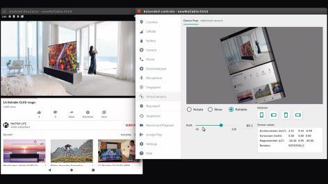 에뮬레이터에 공개된 LG롤러블폰(화면 우측). 구글 안드로이드 개발자 사이트 캡쳐.