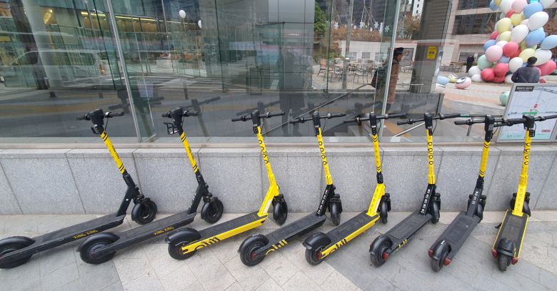 공유 퍼스널모빌리티(PM)인 전동 킥보드 모습. [연합]