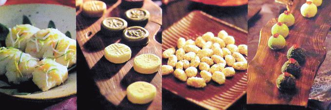 윤선도, 윤두서의 후손 해남윤씨 어초은종가 녹우당의 종가음식. 왼쪽부터 어만두, 각색다식, 비자강정, 감단자.