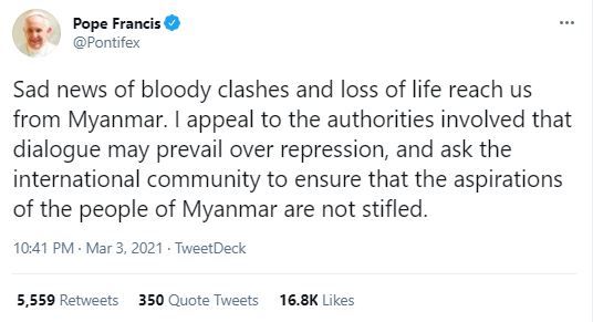 [프란시스코 교황 트위터 캡쳐]