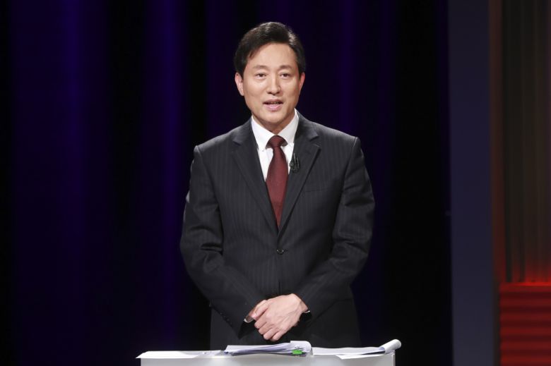 4·7 서울시장 보궐선거 국민의힘 오세훈 후보가 29일 밤에 열린 TV토론회에서 발언하고 있다. 연합뉴스