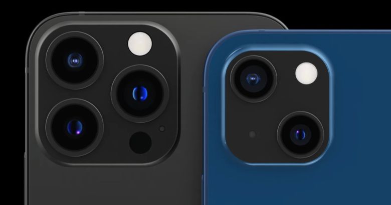 ‘아이폰13프로’(왼쪽)와 ‘아이폰13’(오른쪽) 예상 이미지. [유튜브 채널 ‘iupdate’ 캡처]