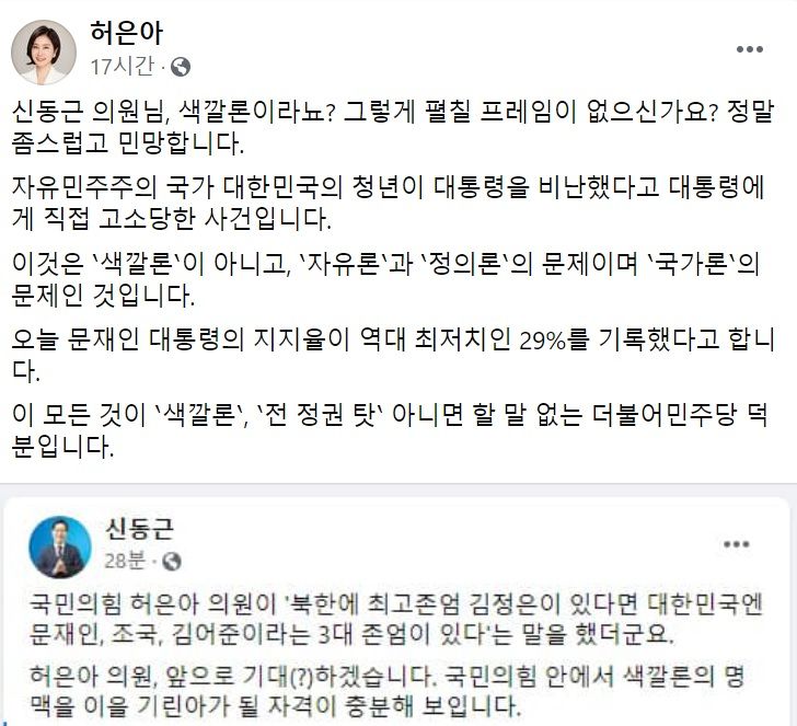 허은아 국민의힘 의원 페이스북 일부 캡처.