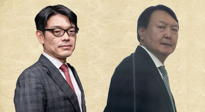 윤석열(오른쪽) 전 검찰총장과 지난 20일 임명 열흘만에 전격 사퇴한 이동훈 전 대변인. [유튜브 ‘이동훈의 촉’·연합]