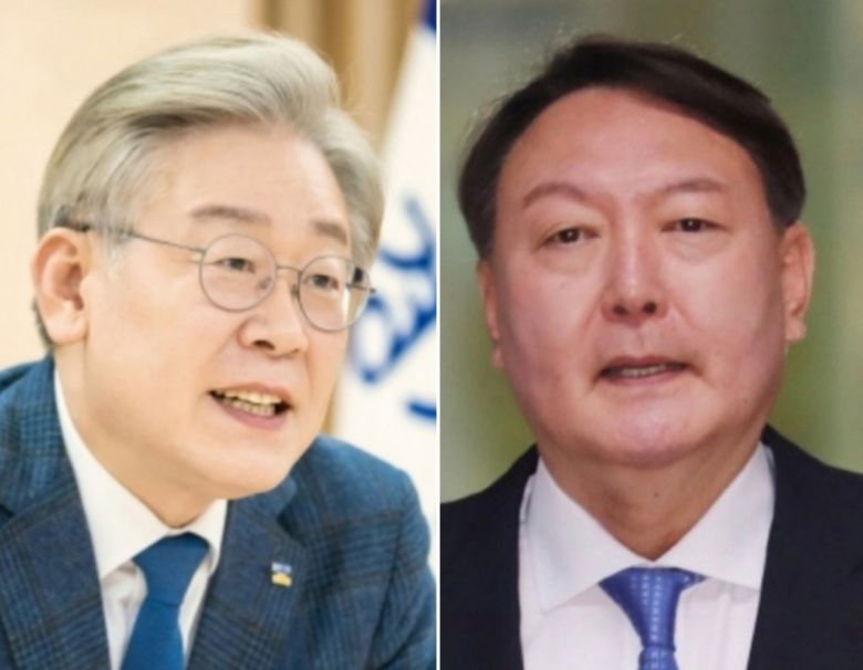 이재명 경기지사(왼쪽)와 윤석열 전 검찰총장