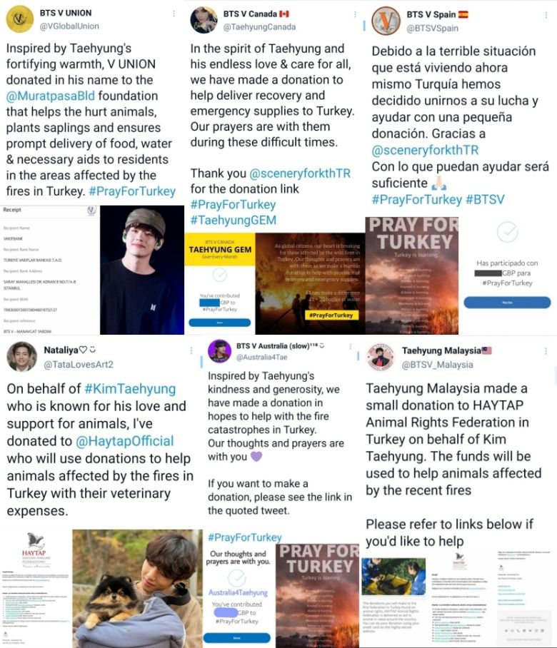 방탄소년단 뷔 팬베이스의 터키 기부 진행 상황