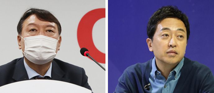 윤석열 전 검찰총장과 금태섭 전 국회의원. 이상섭 기자