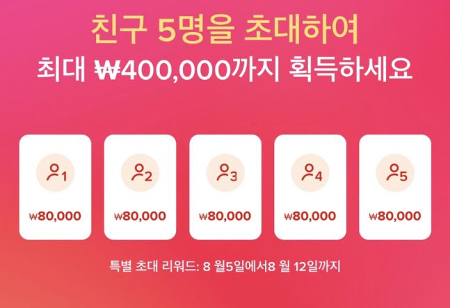 틱톡이 지난 8월 진행한 지인 초대 이벤트 설명 페이지. [틱톡 캡처]