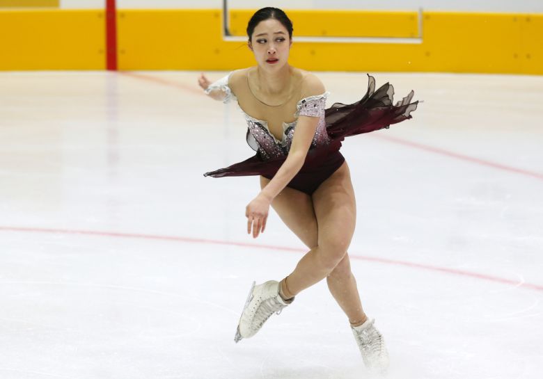 5일 경기도 의정부실내빙상장에서 열린 '2021년 KB금융 전국남녀 피겨스케이팅 회장배 랭킹대회(2022년 베이징 동계올림픽 국가 대표 1차 선발전)'에서 피겨스케이팅 여자 싱글 유영이 프리프로그램 연기를 펼치고 있다. [연합]
