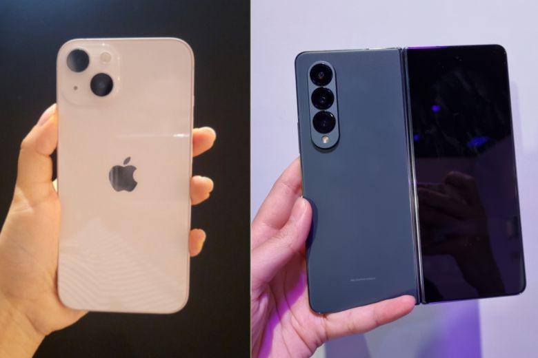 아이폰13(왼쪽), 갤럭시Z폴드4(오른쪽)