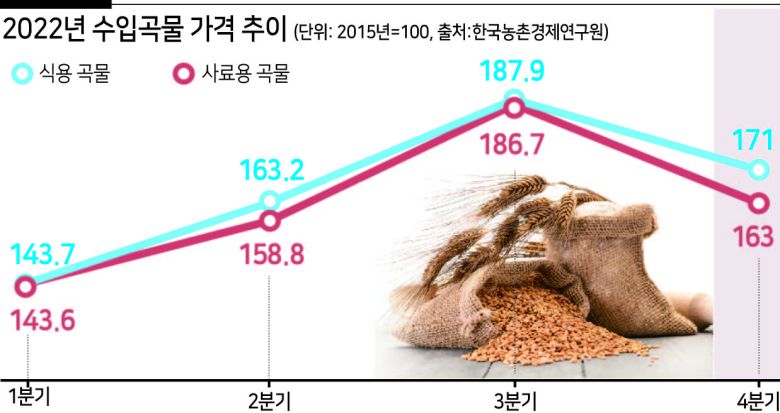실제로 한국농촌경제연구원은 지난 1일 공개한 ‘국제곡물 9월호’ 보고서에서 4분기 주요 곡물의 수입 단가가 7개 분기 만에 하락할 것으로 내다봤다.
