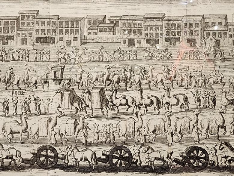 이집트에서 메카로, 메카에서 메디나로 이동한 무함마드 일행의 캬라반 행렬 그림