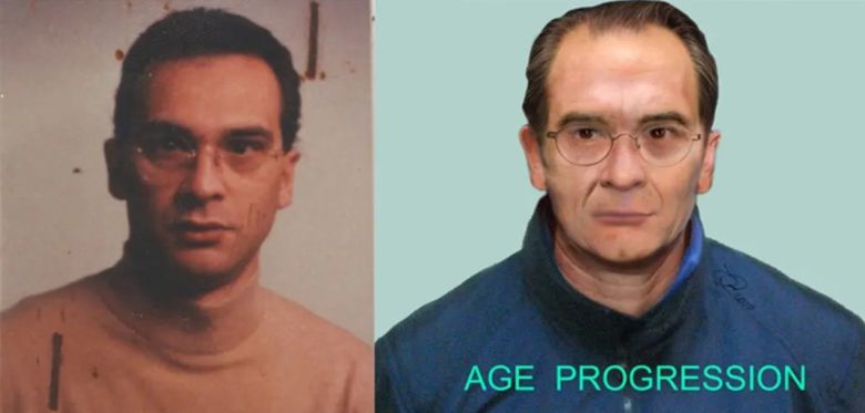 1992년 마테오 메시나 데나로(왼쪽) 실물 사진과 이 사진을 바탕으로 경찰이 컴퓨터로 생성한 나이든 모습의 메시나 데나로 이미지. [AFP]