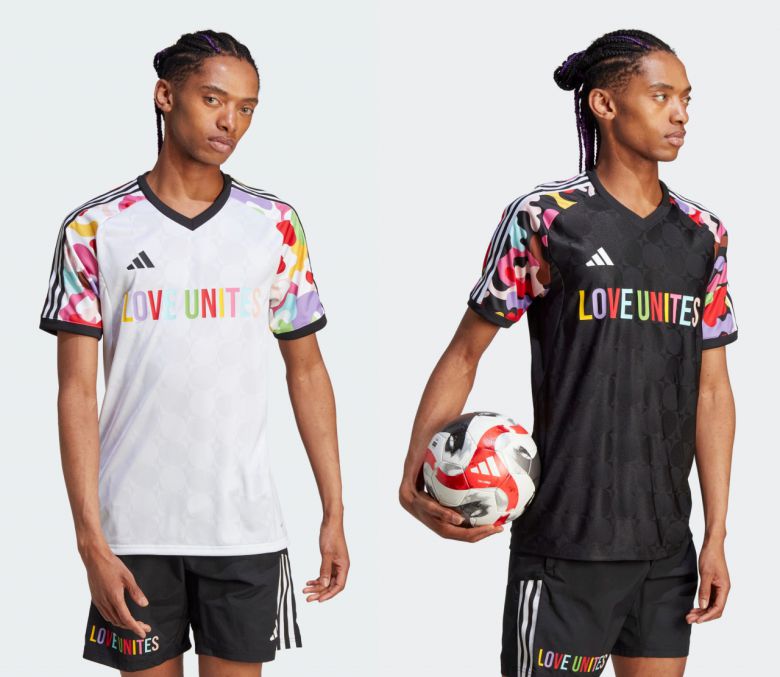 여성용 수영복 모델로 등장한 모델이 남성용 운동복을 착용한 모습. [아디다스 홈페이지]