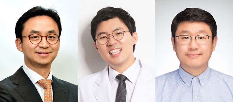 [사진 왼쪽부터] 순환기내과 최의근 교수·박찬순 임상강사, 숭실대 한경도 교수