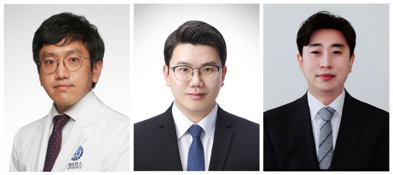 (왼쪽부터) 연세대학교 의과대학 용인세브란스병원 정신건강의학과 이산 교수·오재원 연구원, 계명대학교 통계학과 손낙훈 교수