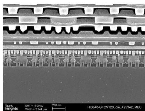 중국 화웨이 신형 스마트폰에 탑재된 SMIC 7나노 칩 관련 이미지.[테크인사이츠 제공]