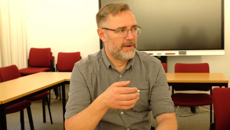 지난달 22일 아이크 스테건 반제 기념관 소속 직원이 헤럴드경제와 인터뷰하고 있다. 베를린=박혜원 기자