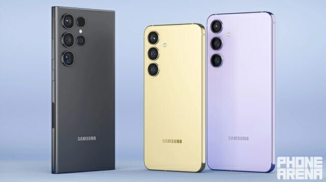 폰아레나가 공개한 갤럭시 S24, 갤럭시 S24 플러스, 갤럭시 S24 울트라 렌더링 이미지. [폰아레나 캡처]