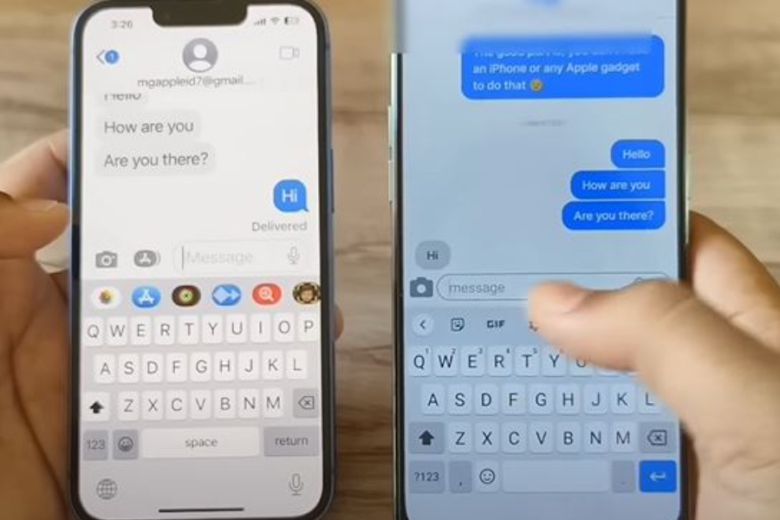 선버드(sunbird)의 앱을 이용해 안드로이드 폰으로 아이메시지를 주고 받는 모습. [유튜브 MobiGyaan 캡처]