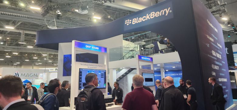캐나다의 소프트웨어 기업 블랙베리가 9일(현지시간) 미국 라스베이거스에서 열린 CES2024에 마련한 부스 현장 모습. [사진=김성우 기자]