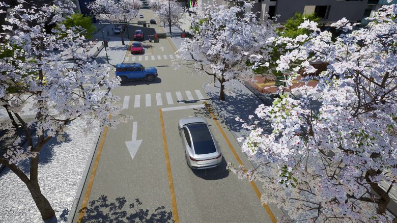 칼리버스 내 구현된 길거리 모습. [롯데이노베이트 제공]