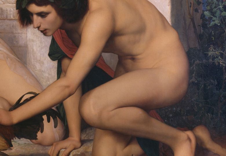 장 레옹 제롬, '닭싸움을 붙이는 젊은 그리스인들'(일부 확대), 1846, 캔버스에 유채, 143x204cm, 오르세 미술관