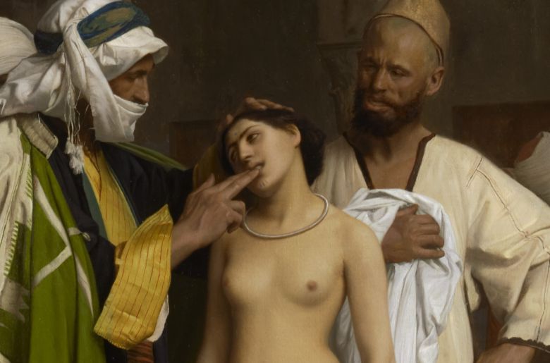 장 레옹 제롬, '노예 시장'(일부 확대), 1866, 캔버스에 유채, 84.8x63.5cm, 매사추세츠 클라크 미술관