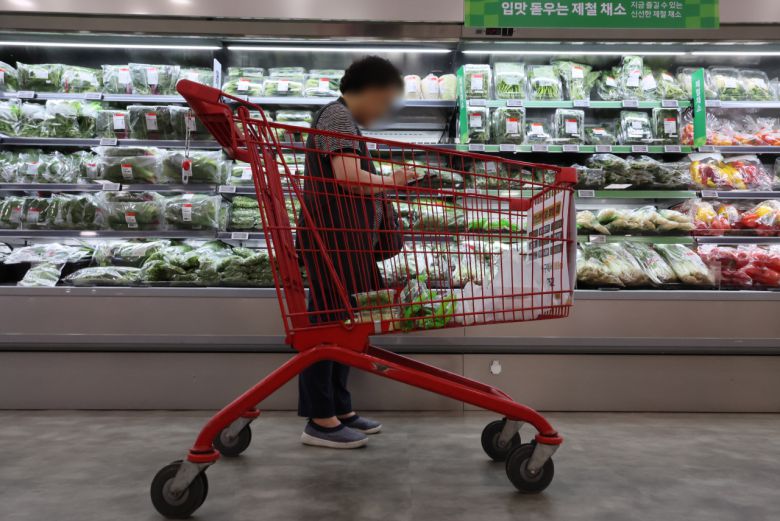 서울 한 대형마트의 채소 판매대. [연합]