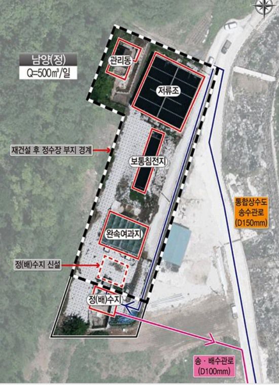 서면 남양리 정수장재건설 조감도.(울릉군제공)