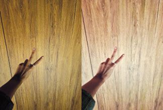 야간에 갤럭시 퀀텀5의 ‘나이토그래피’ 기능을 적용해 촬영한 사진(오른쪽)과 적용하지 않고 촬영한 사진 차민주 기자