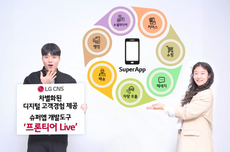 LG CNS 모델이 ‘프론티어 라이브(Live)’를 소개하고 있다. [LG CNS 제공]