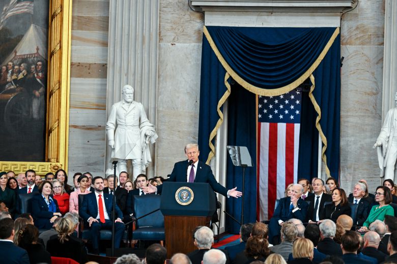 20일(현지시간) 도널드 트럼프 미국 대통령이 미국 워싱턴 DC의 미국 국회의사당에서 제47대 대통령으로 취임했다. [EPA]