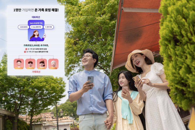 SKT 홍보 모델들이 가족로밍 요금제를 홍보하고 있다. [SK텔레콤 제공]