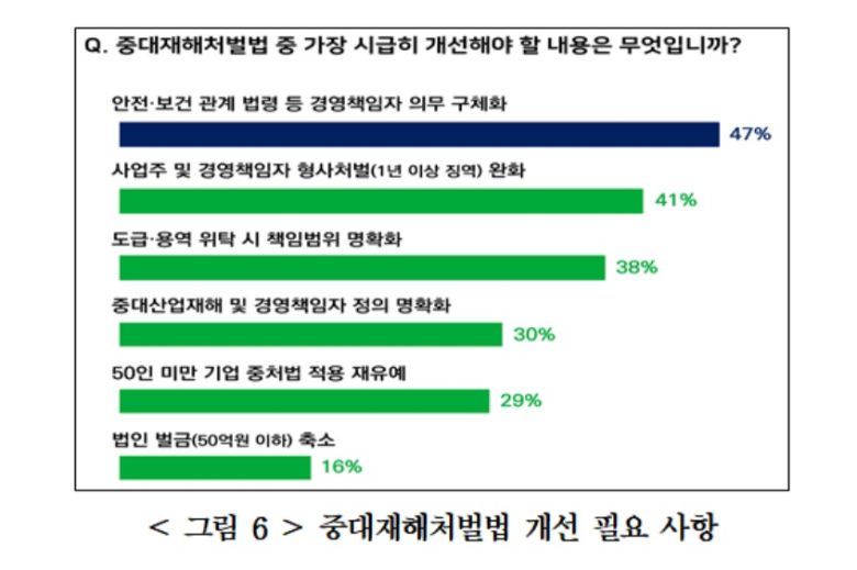 중처법 개선 필요 사항 조사 표 [한국경영자총협회 제공]