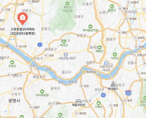 21일까지 본청약을 진행하는 고양창릉지구 공공분양 A4, S5, S6 블록의 위치. [네이버 지도]