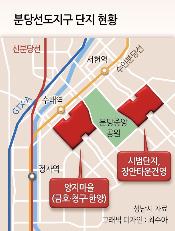 경기도 성남시 양지마을 1단지에 걸린 현수막. [양지마을 재건축정상화위원회 제공]