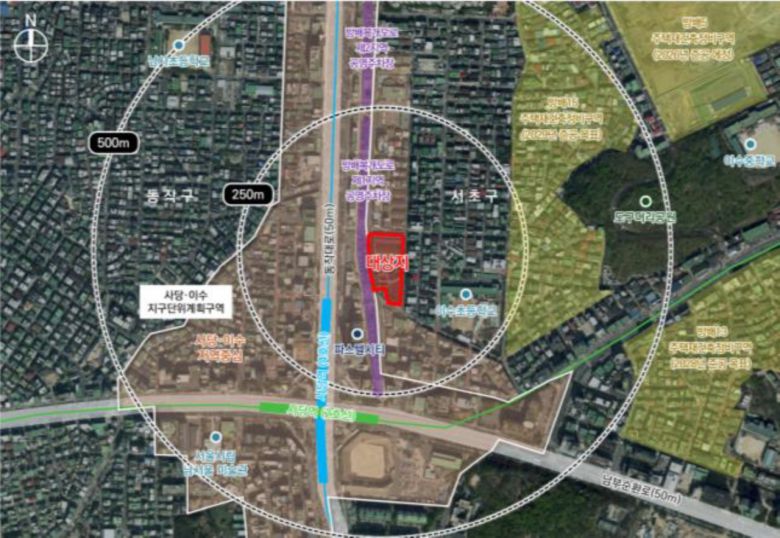 서초구 방배동 452-1번지 일원 위치도. [서울시]