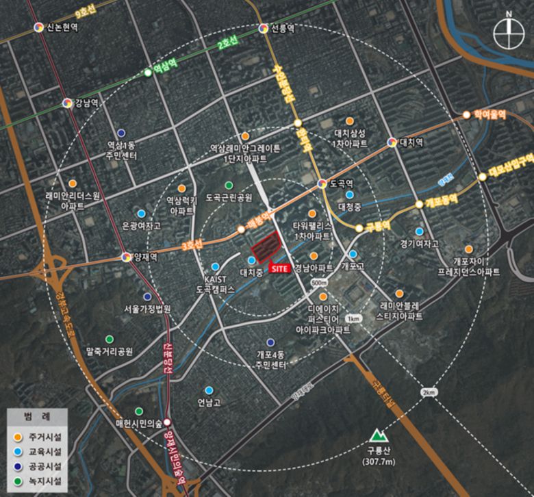 강남구 도곡동 465번지 일대 위치도. [서울시]