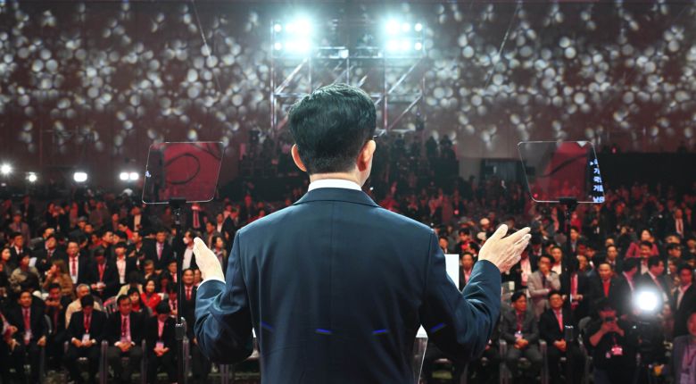 국민의힘 대선 후보로 선출된 김문수 후보가 3일 경기 고양시 킨텍스에서 열린 국민의힘 전당대회에서 수락 연설을 하고 있다. [연합]