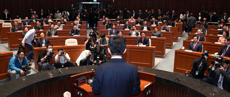 김문수 국민의힘 대선 후보가 9일 오전 서울 여의도 국회에서 열린 의원총회에서 발언하고 있다. 임세준 기자