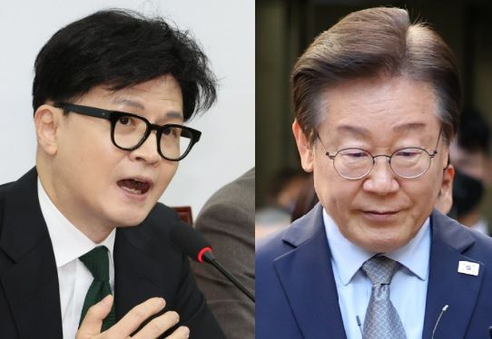 한동훈 전 국민의힘 대표(좌), 이재명 더불어민주당 대선 후보(우)[연합]