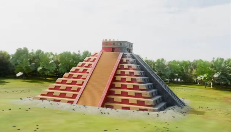 미스터 비스트가 멕시코 유적 소개 영상에서 선보인 컴퓨터 그래픽 편집 장면 [미스터 비스트 유튜브 캡처]