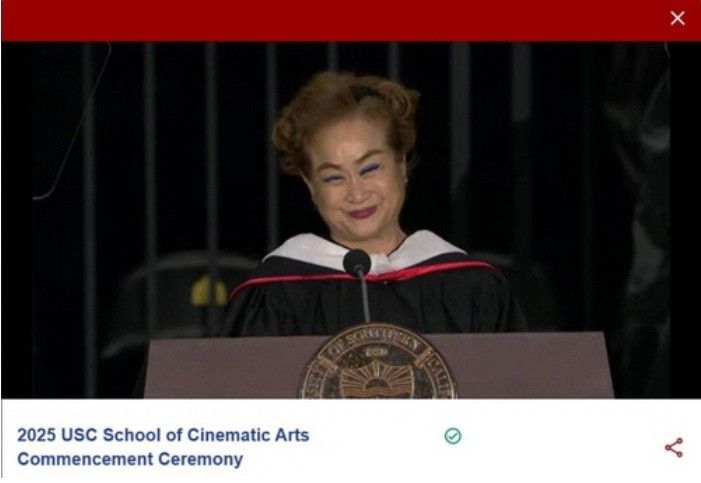 미국 서던캘리포니아대(USC) 졸업식에서 연설한 이미경 CJ그룹 부회장[USC 스트리밍 중계 화면 캡처. 연합]